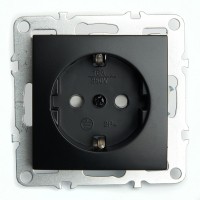 Розетка 1-местная c/з механизм Stekker PST16-9110-03 250В 16А с защитной шторкой Эрна черный