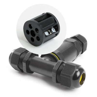 Соединитель-коннектор для проводов LD530 3-контактный водонепроницаемый (клемма 3pin) черный