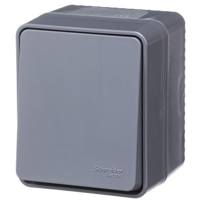 Выключатель 1-кл. AtlasDesign Profi54 IP54О/У кнопочный 10АХ антрацит SE ATN544015