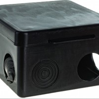 Коробка КМЭР ОП 80x80x50мм квадратная чёрная с г.в. 7вх. IP54 Урал Пак КО-52010080-032