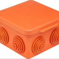 Коробка КМЭР ОП 80x80x50мм квадратная оранжевая с г.в. негорючая НГ Урал Пак КО-52012080-032-i