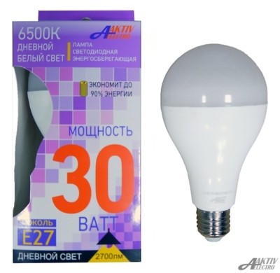 Лампа СДЛ Е27 30Вт 6500К Aktiv Electro LED-A-Regular