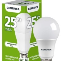 Лампа СДЛ A65 25Вт грушевидная 4000К E27 230В IEK Generica LL-A65-25-230-40-E27-G