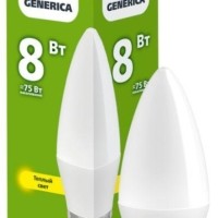Лампа СДЛ C35 8Вт свеча 3000К E27 230В IEK Generica LL-C35-08-230-30-E27-G