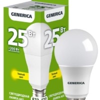 Лампа СДЛ A65 25Вт грушевидная 3000К E27 230В IEK Generica LL-A65-25-230-30-E27-G