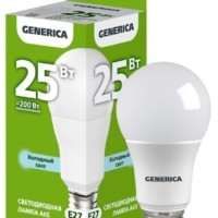 Лампа СДЛ A65 25Вт грушевидная 6500К E27 230В IEK Generica LL-A65-25-230-65-E27-G