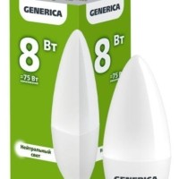 Лампа СДЛ C35 8Вт свеча 4000К E14 230В IEK Generica LL-C35-08-230-40-E14-G