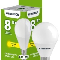 Лампа СДЛ G45 8Вт шар 3000К E14 230В IEK Generica LL-G45-08-230-30-E14-G