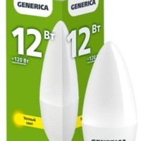 Лампа СДЛ C35 12Вт свеча 3000К E14 230В IEK Generica LL-C35-12-230-30-E14-G