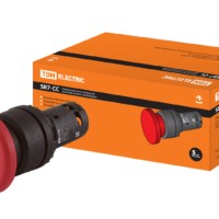 Кнопка грибовидная SB7-CCS545 с фиксацией, возврат поворотом, 1НО+1НЗ, d35 мм, красная, IP40 TDM
