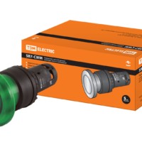 Кнопка грибовидная SB7-CWM31 с возвратом, 1НО, с подсветкой 24 В LED, d35 мм, зеленая, IP40 TDM
