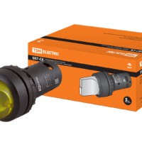 Переключатель на 2 положения SB7-CK2561 с фиксацией, 1НО, стандартная ручка, d22 мм, с подсветкой 24 В LED, желтый, IP40 TDM