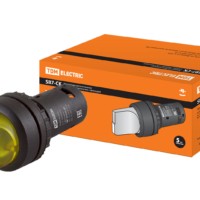 Переключатель на 2 положения SB7-CK2565 с фиксацией, 1НО+1НЗ, стандартная ручка, d22 мм, с подсветкой 24 В LED, желтый, IP40 TDM