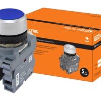 Кнопка с фиксацией MP2-20L в сборе d22мм 1з+1р синяя TDM
