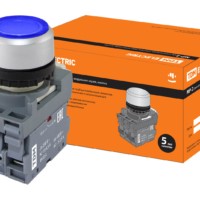 Кнопка с фиксацией MP2-21L(LED) в сборе d22мм/24В 1з+1р синяя TDM