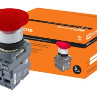 Кнопка грибовидная МРМ1-10R в сборе d40мм 1з+1р красная TDM