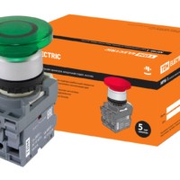 Кнопка грибовидная МРМ1-11G(LED) в сборе d40мм/24B 1з+1р зеленая TDM