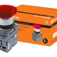 Кнопка грибовидная МРМ1-11R(LED) в сборе d40мм/220B 1з+1р красная TDM