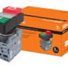 Кнопка двойная MPD13-11С (зеленая/красная-выступающая) (LED) d22мм/220В (I/O) линза прозрачная TDM