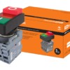 Кнопка двойная MPD13-11R (зеленая/красная-выступающая) (LED) d22мм/24В (I/O) линза красная TDM