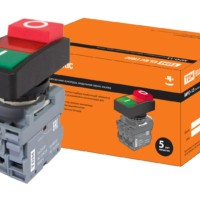 Кнопка двойная MPD13-11R (зеленая/красная-выступающая) (LED) d22мм/24В (I/O) линза красная TDM
