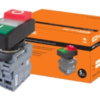 Кнопка двойная MPD13-11С (зеленая/красная-выступающая) (LED) d22мм/24В (I/O) линза прозрачная TDM