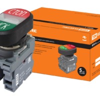 Кнопка двойная MPD4-11С (зеленая/красная) (LED) в сборе d22мм/220В (ПУСК/СТОП) линза прозрачная TDM