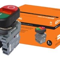 Кнопка двойная MPD2-11R (зеленая/красная) (LED) в сборе d22мм/24В (I/O) линза красная TDM