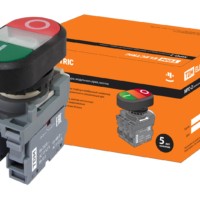 Кнопка двойная MPD2-11С (зеленая/красная) (LED) в сборе d22мм/24В (I/O) линза прозрачная TDM