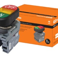 Кнопка двойная MPD3-11Y (зеленая/красная) (LED) в сборе d22мм/24В (ON/OFF) линза желтая TDM