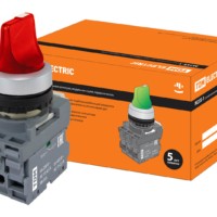 Переключатель на 3 положения с фиксацией M3SS1-21R короткая ручка(LED) d22мм/220B 1з+1р красный TDM