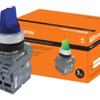 Переключатель на 3 положения с фиксацией M3SS1-21L короткая ручка(LED) d22мм/220B 1з+1р синий TDM