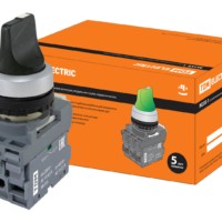 Переключатель на 2 положения с фиксацией M2SS2-20B короткая ручка в сборе d22мм 1з+1р черный TDM