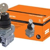 Переключатель с ключом на 2 положения с фиксацией M2SSК1-102 в сборе d22мм 1з+1р черный TDM