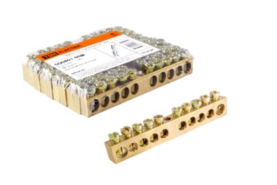 Шина “N” нулевая 6х9мм 10/1 (10 групп/крепеж по центру) TDM