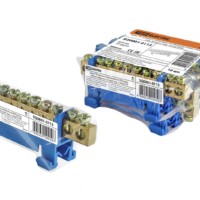 Шина “N” нулевая с изолятором на DIN-рейку 6×9мм стойка мал. 10 групп  инд. стикер TDM