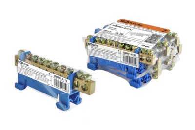 Шина “N” нулевая с изолятором на DIN-рейку 6×9мм стойка мал. 10 групп  инд. стикер TDM