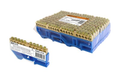 Шина “N” нулевая с изолятором на DIN-рейку 8×12мм стойка бол. 10 групп инд. стикер TDM