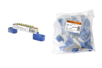 Шина “N” нулевая 6х9мм на двух угл. изоляторах 8 групп инд. стикер TDM