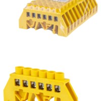 Шина “PE” “земля” в желтом изоляторе на DIN-рейку 8×12мм 6 групп TDM