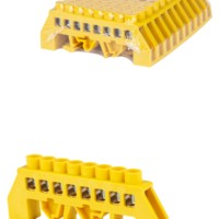 Шина “PE” “земля” в желтом изоляторе на DIN-рейку 8×12мм 8 групп TDM