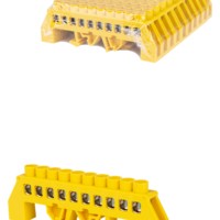 Шина “PE” “земля” в желтом изоляторе на DIN-рейку 8×12мм 10 групп TDM