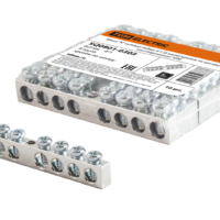 Шина “N” нулевая 6х9мм 8/1 (8 групп/крепеж по центру) никелированная TDM