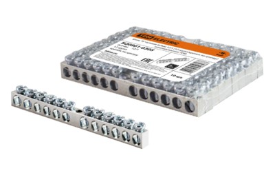 Шина “N” нулевая 6х9мм 12/1 (12 групп/крепеж по центру) никелированная TDM