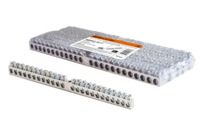 Шина “N” нулевая 6х9мм 24/1 (24 группы/крепеж по центру) никелированная TDM