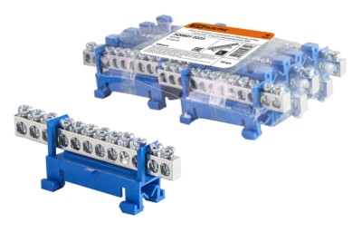 Шина “N” нулевая с изолятором на DIN-рейку 6×9мм стойка мал. 12 групп никелированная TDM