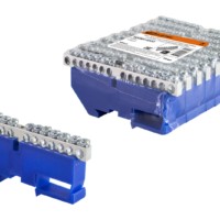 Шина “N” нулевая с изолятором на DIN-рейку 6×9мм стойка бол. 14 групп никелированная TDM