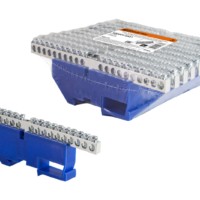 Шина “N” нулевая с изолятором на DIN-рейку 6×9мм стойка бол. 20 групп никелированная TDM