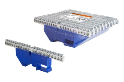 Шина “N” нулевая с изолятором на DIN-рейку 6×9мм стойка бол. 22 групп никелированная TDM