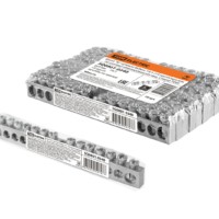 Шина “N” нулевая 6х9мм 14/1 (14 групп/крепеж по центру) никелированная инд. стикер TDM